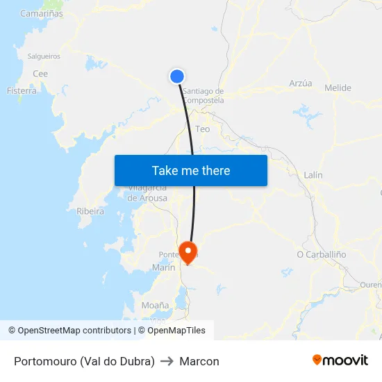 Portomouro (Val do Dubra) to Marcon map
