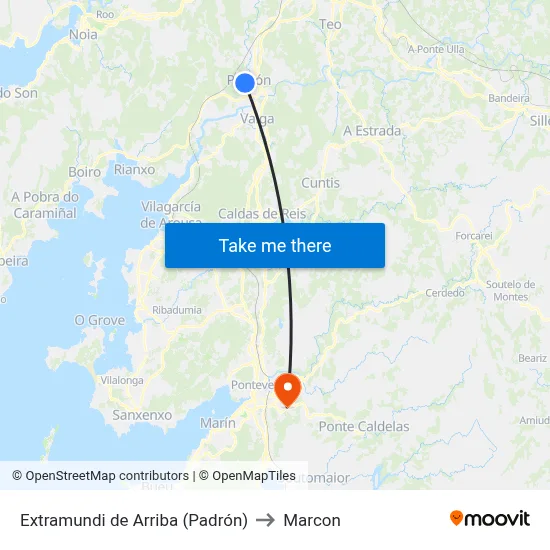 Extramundi de Arriba (Padrón) to Marcon map