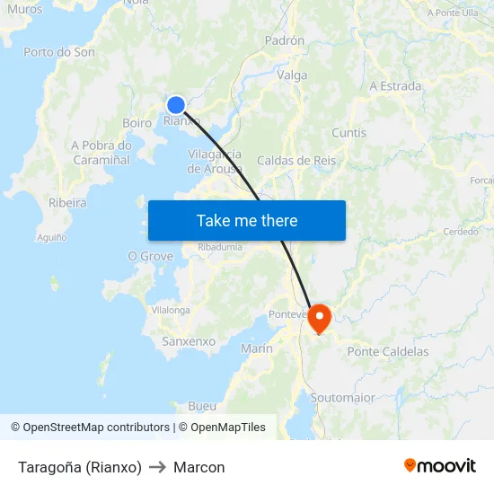 Taragoña (Rianxo) to Marcon map