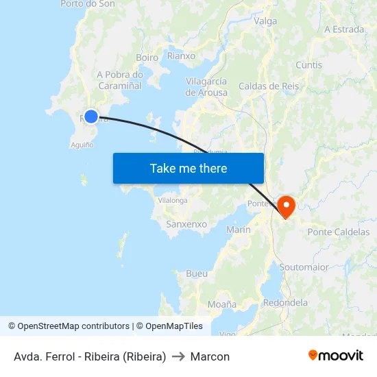 Avda. Ferrol - Ribeira (Ribeira) to Marcon map