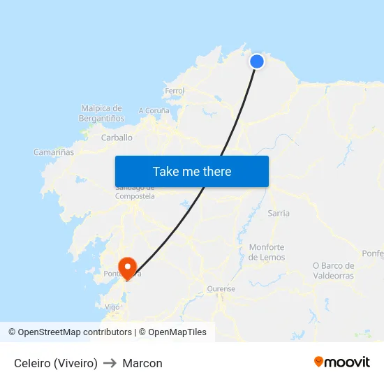 Celeiro (Viveiro) to Marcon map