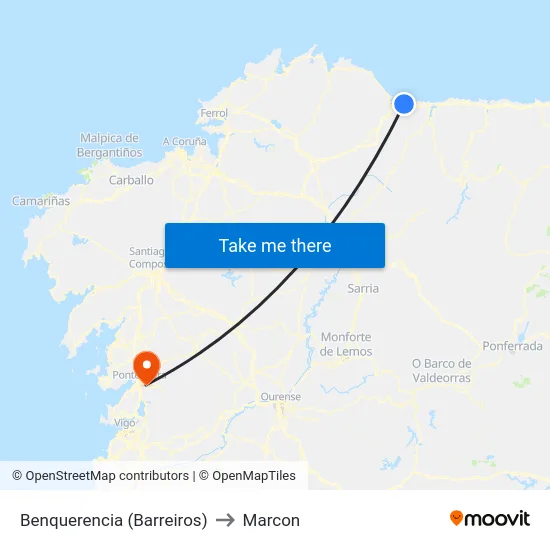 Benquerencia (Barreiros) to Marcon map