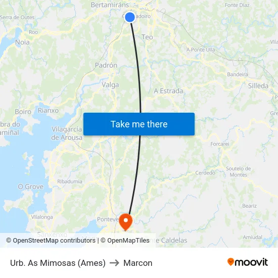 Urb. As Mimosas (Ames) to Marcon map