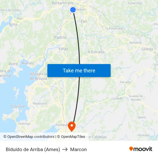 Biduído de Arriba (Ames) to Marcon map