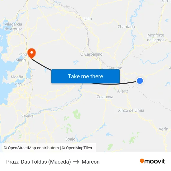 Praza Das Toldas (Maceda) to Marcon map