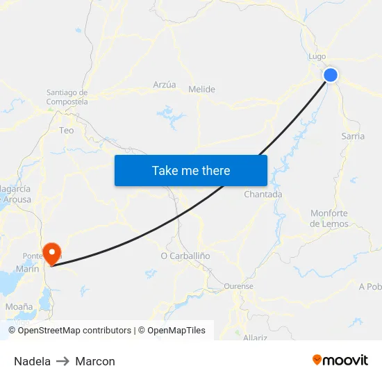 Nadela to Marcon map