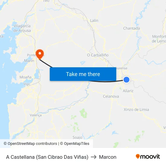 A Castellana (San Cibrao Das Viñas) to Marcon map