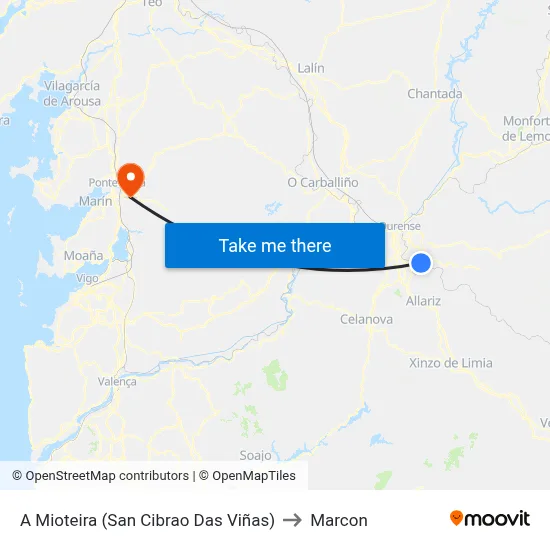 A Mioteira (San Cibrao Das Viñas) to Marcon map