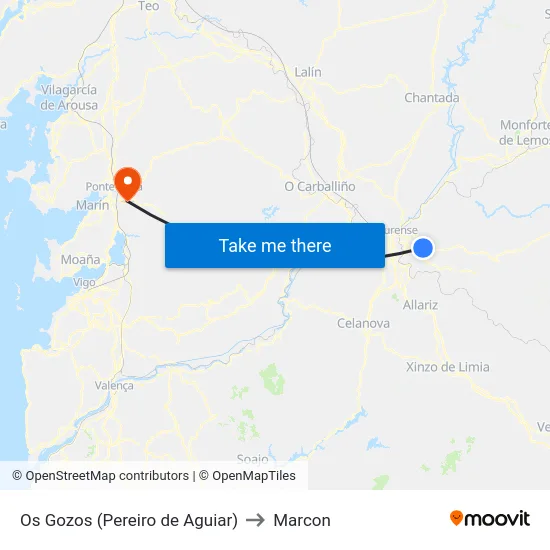 Os Gozos (Pereiro de Aguiar) to Marcon map