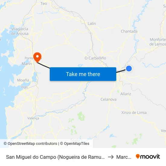 San Miguel do Campo (Nogueira de Ramuín) to Marcon map