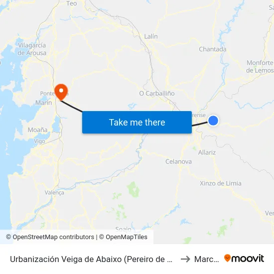 Urbanización Veiga de Abaixo (Pereiro de Aguiar) to Marcon map