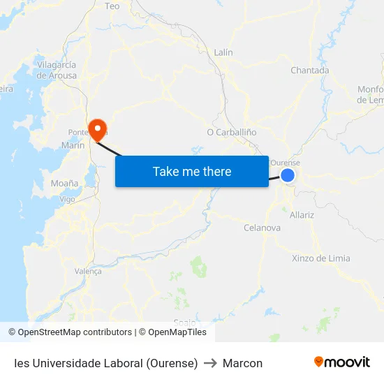 Ies Universidade Laboral (Ourense) to Marcon map