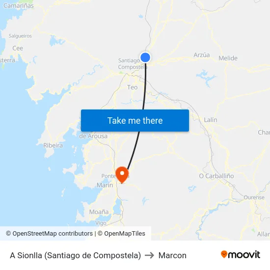 A Sionlla (Santiago de Compostela) to Marcon map