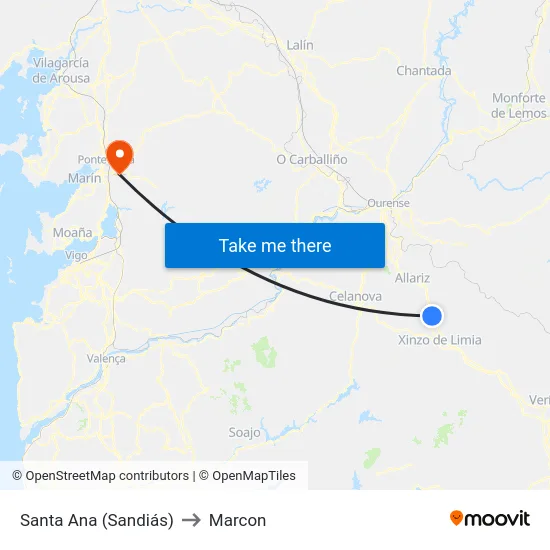 Santa Ana (Sandiás) to Marcon map