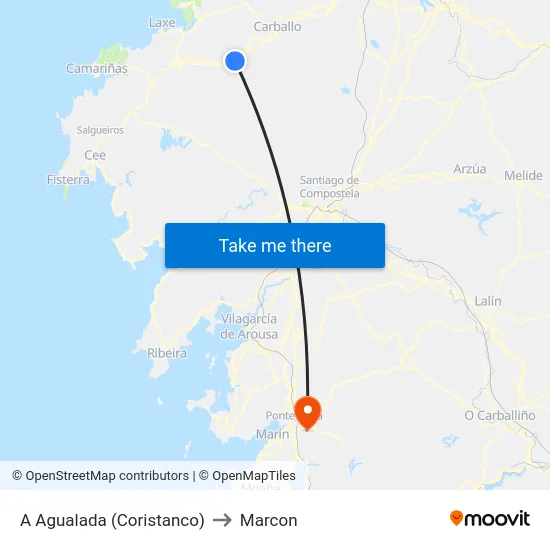 A Agualada (Coristanco) to Marcon map