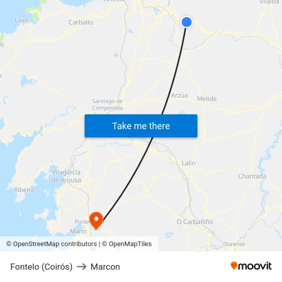 Fontelo (Coirós) to Marcon map
