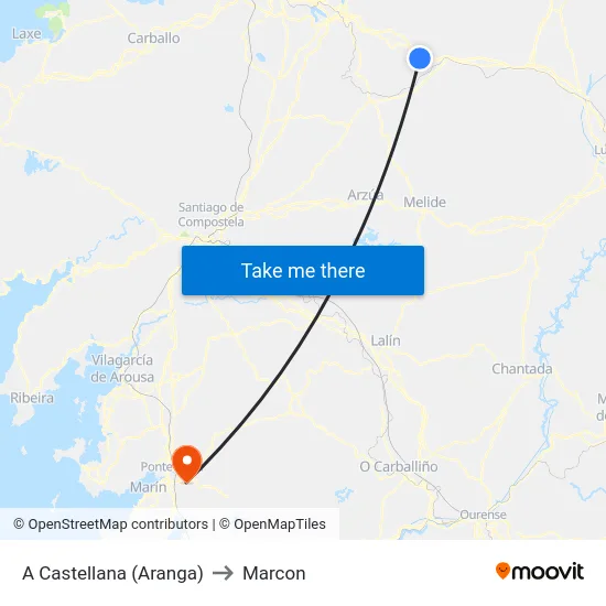 A Castellana (Aranga) to Marcon map
