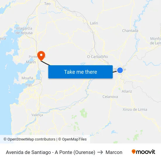 Avenida de Santiago - A Ponte (Ourense) to Marcon map