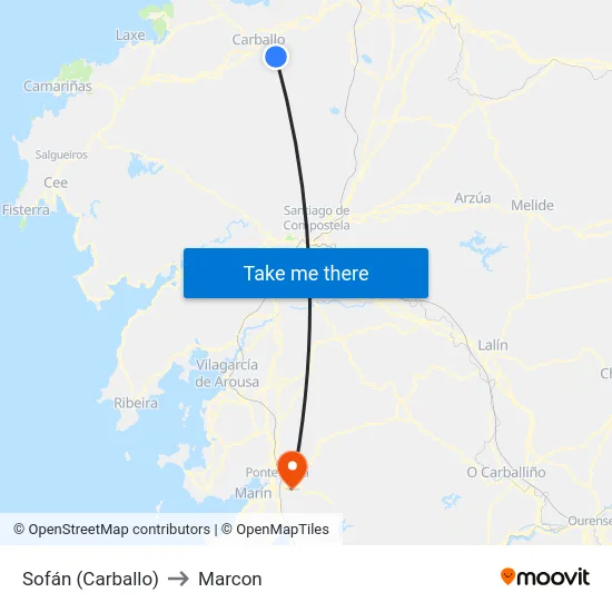 Sofán (Carballo) to Marcon map