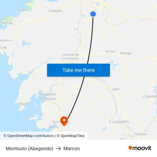Montouto (Abegondo) to Marcon map