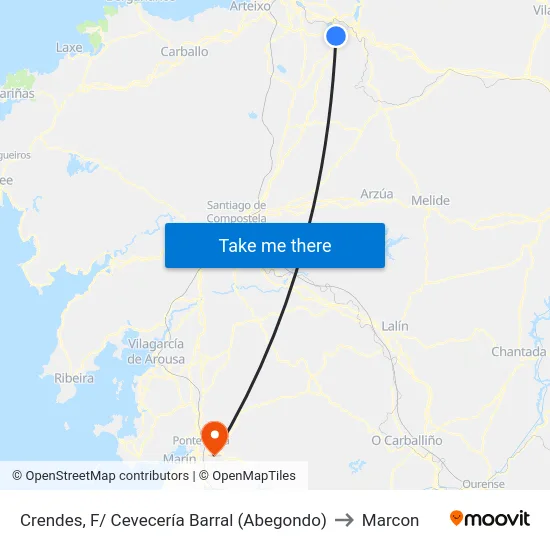 Crendes, F/ Cevecería Barral (Abegondo) to Marcon map