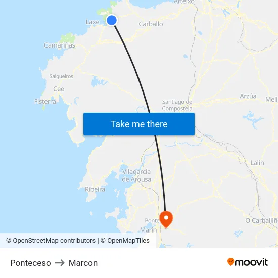 Ponteceso to Marcon map