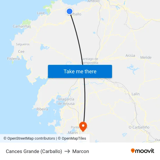 Cances Grande (Carballo) to Marcon map