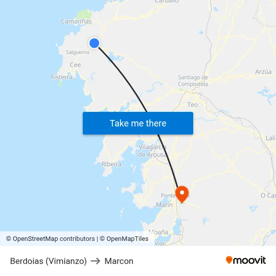 Berdoias (Vimianzo) to Marcon map