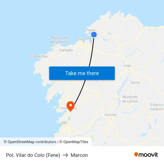 Pol. Vilar do Colo (Fene) to Marcon map