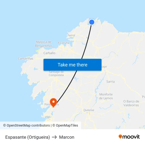 Espasante (Ortigueira) to Marcon map