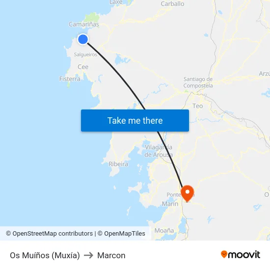 Os Muíños (Muxía) to Marcon map