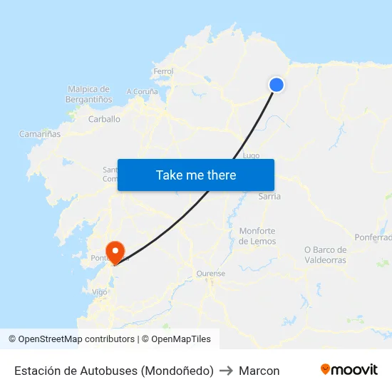 Estación de Autobuses (Mondoñedo) to Marcon map