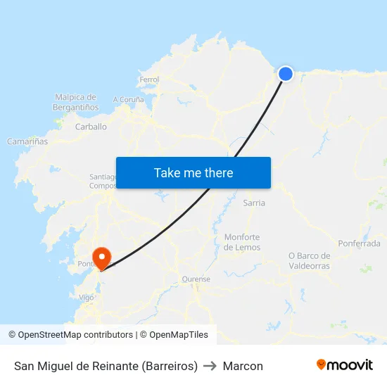 San Miguel de Reinante (Barreiros) to Marcon map