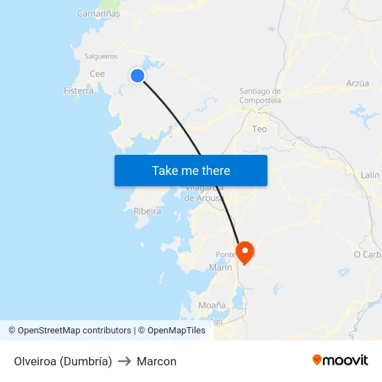Olveiroa (Dumbría) to Marcon map
