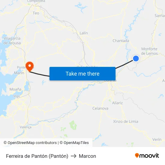 Ferreira de Pantón (Pantón) to Marcon map