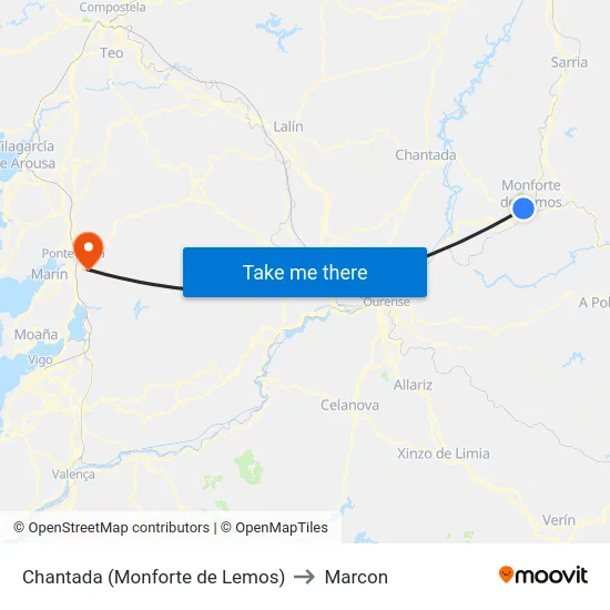 Chantada (Monforte de Lemos) to Marcon map