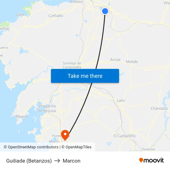 Guiliade (Betanzos) to Marcon map