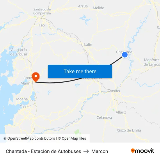 Chantada - Estación de Autobuses to Marcon map
