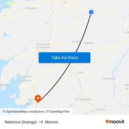 Reborica (Aranga) to Marcon map
