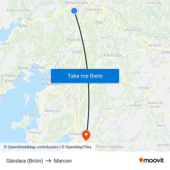 Gándara (Brión) to Marcon map