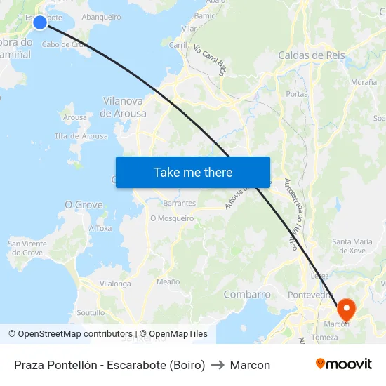 Praza Pontellón - Escarabote (Boiro) to Marcon map