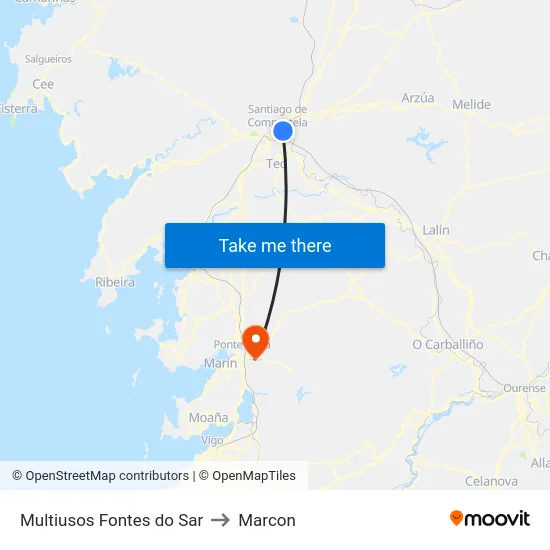 Multiusos Fontes do Sar to Marcon map