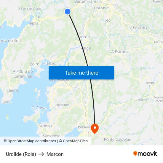 Urdilde (Rois) to Marcon map