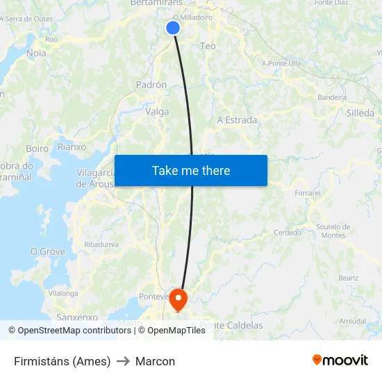 Firmistáns (Ames) to Marcon map