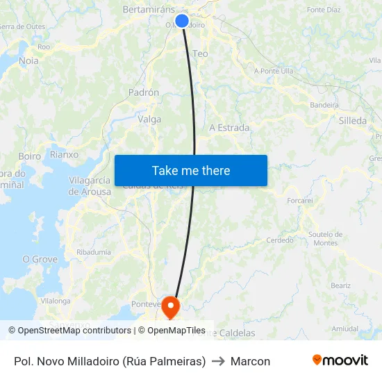 Pol. Novo Milladoiro (Rúa Palmeiras) to Marcon map