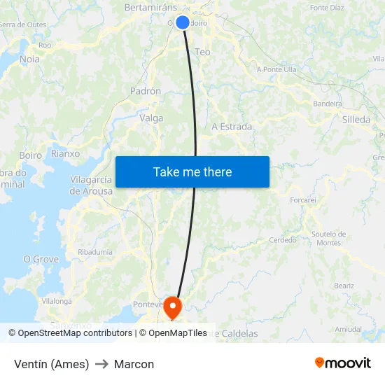 Ventín (Ames) to Marcon map