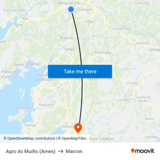 Agro do Muíño (Ames) to Marcon map