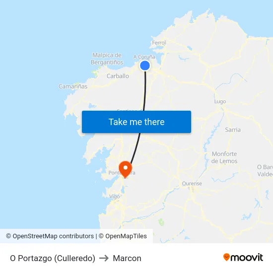 O Portazgo (Culleredo) to Marcon map