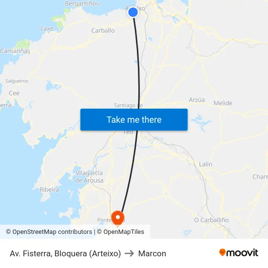 Av. Fisterra, Bloquera (Arteixo) to Marcon map
