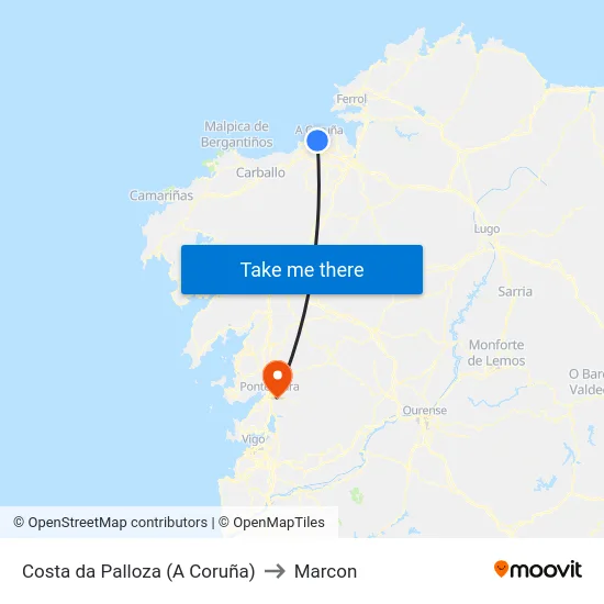 Costa da Palloza (A Coruña) to Marcon map